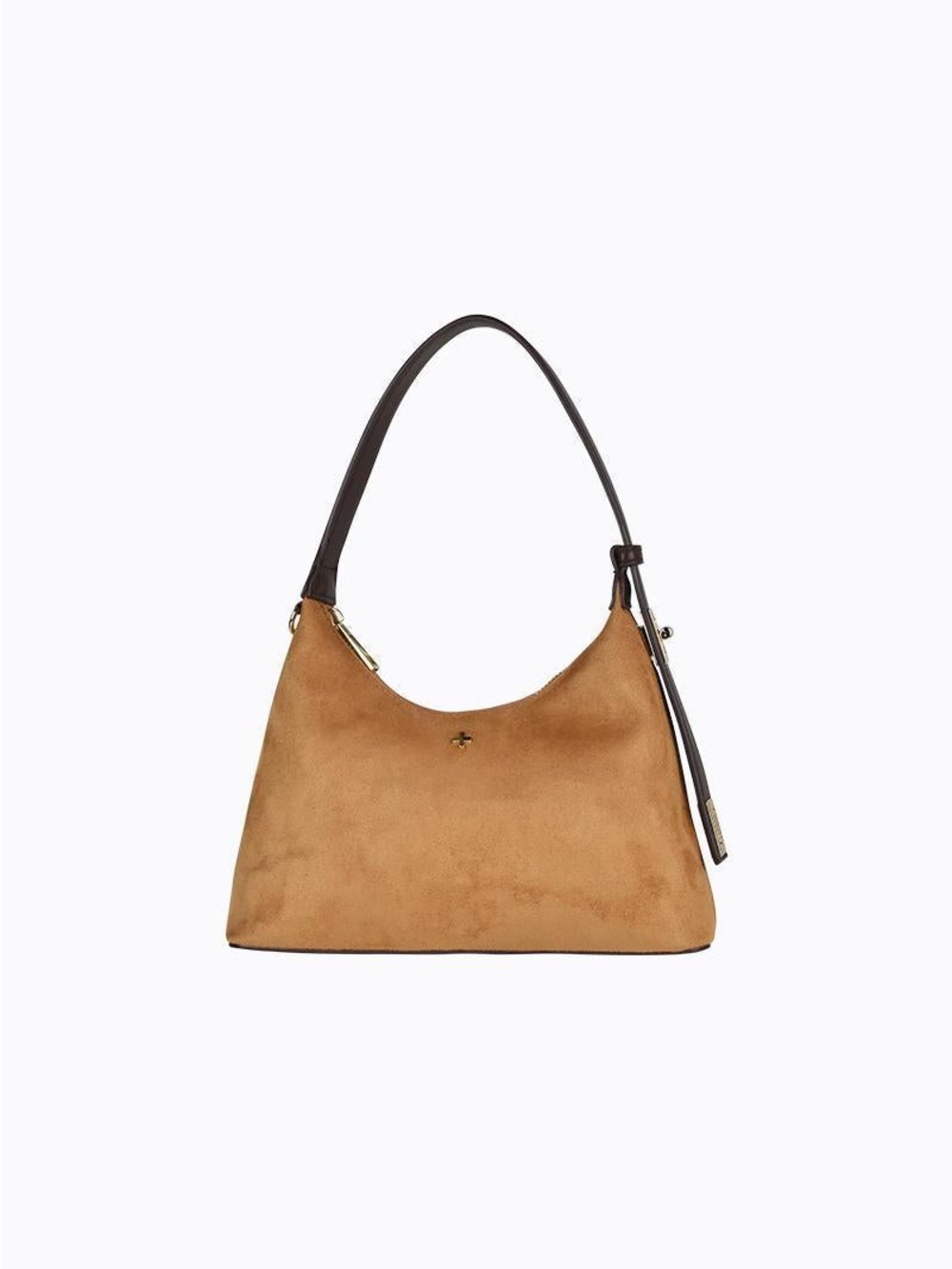 Peta + Jain Tan Suede Shoulder Bag with Dark Brown Strap